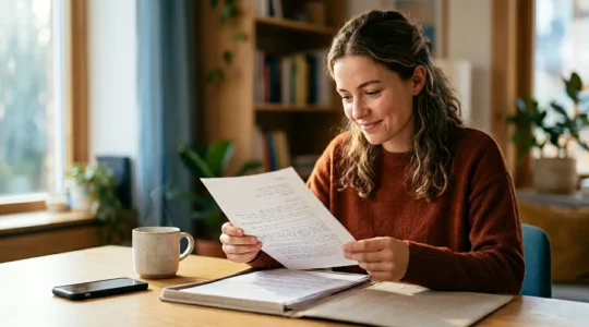 Jeune conducteur consultant des documents administratifs pour optimiser son assurance auto