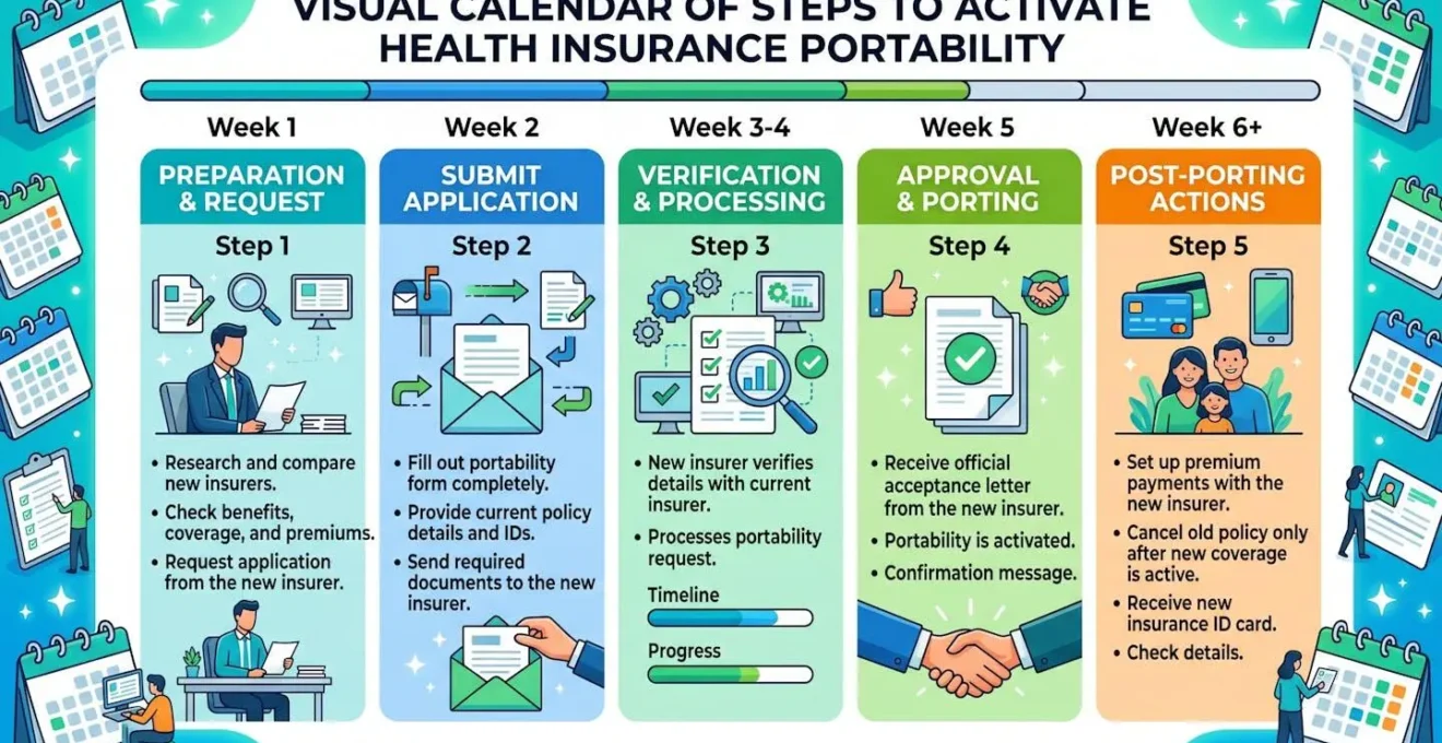 Calendrier visuel des démarches pour activer la portabilité de la mutuelle